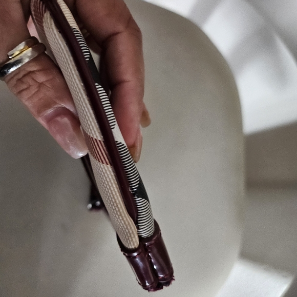 Burberry Nova Check Wristlet Clutch Beige Plaid Canvas Red Leather Zip Pouch. - Picture 6 of 12